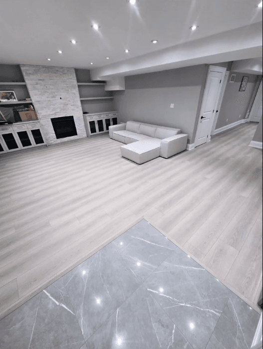 Basement main living area — after
